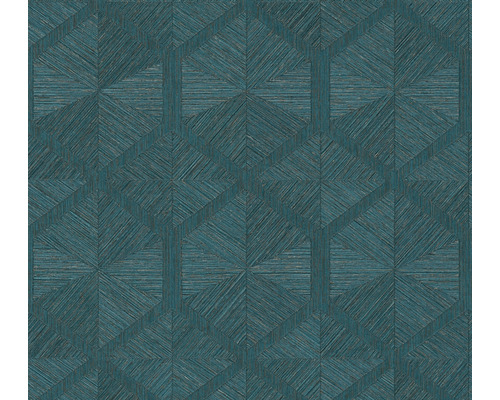 Vliestapete 38690-1 Geometrisch blau-kupfer