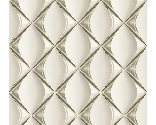 Papier peint intissé 38691-2 graphique 3D rétro gris-blanc Papier peint à motif géométrique