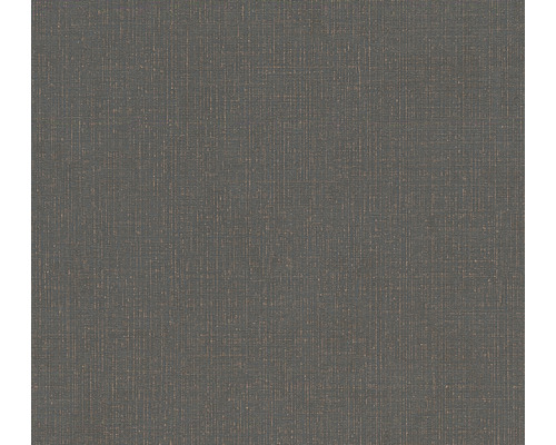 Papier peint intissé 38694-1 uni aspect lin gris-cuivre