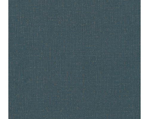 Vliestapete 38694-4 Uni Leinenoptik blau-gold