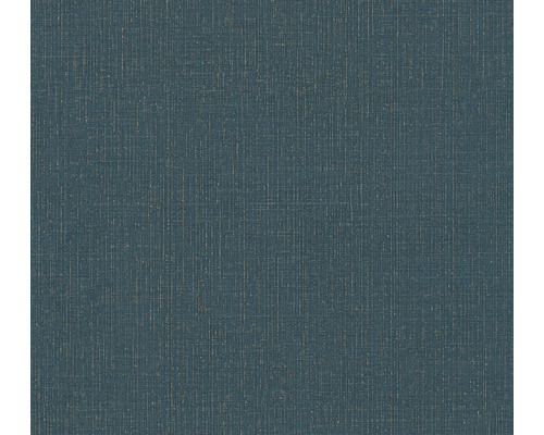 Papier peint intissé 38694-4 uni aspect lin bleu-or Papier peint bleu avec texture textile