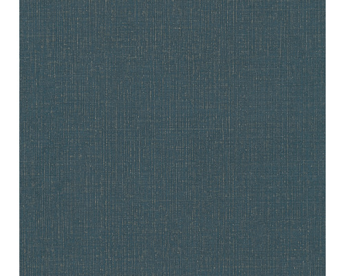 Papier peint intissé 38694-4 uni aspect lin bleu-or