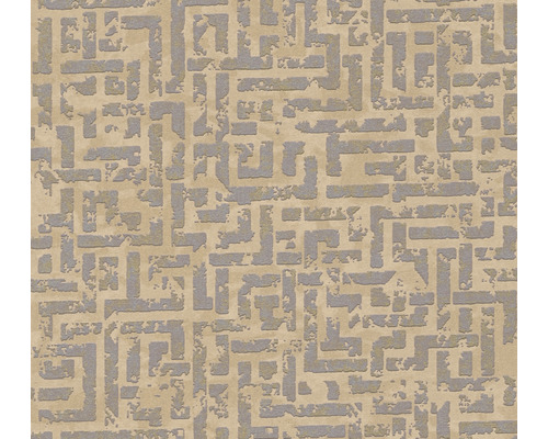 Papier peint intissé 38695-2 motif graphique marron-argent Tapis avec motif de labyrinthe pour l''intérieur