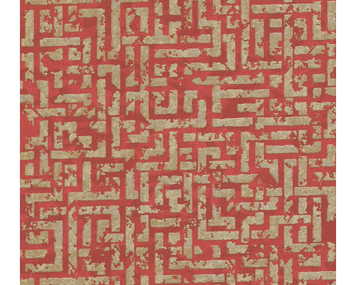 Papier peint intissé 38695-4 motif graphique rouge-or