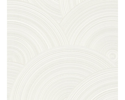 Papier peint intissé 38696-1 cercles 3D blanc brillant Papier peint avec motif abstrait de lignes circulaires