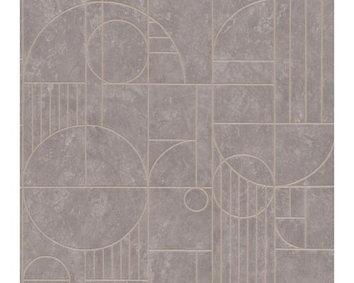 Papier peint intissé 38699-1 graphique Art Deco gris brillant Papier peint avec motifs géométriques de cercles et de lignes