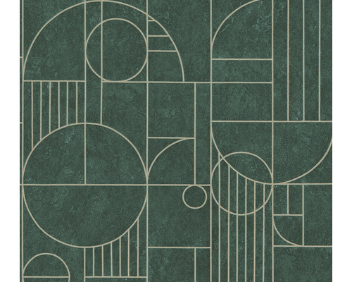 Papier peint intissé 38699-3 graphique Art Deco vert brillant Papier peint à motif géométrique