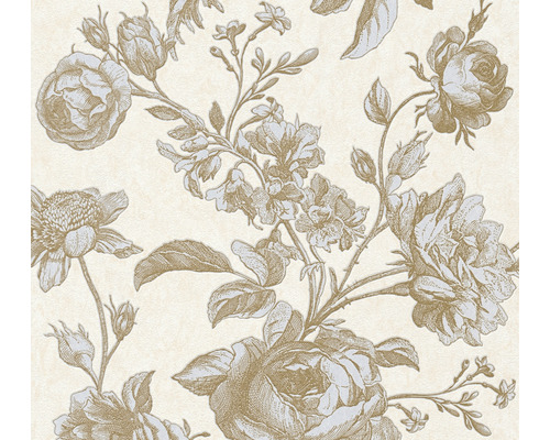 Papier peint intissé 38700-3 Roses vintage beige-or Papier peint à motif de roses