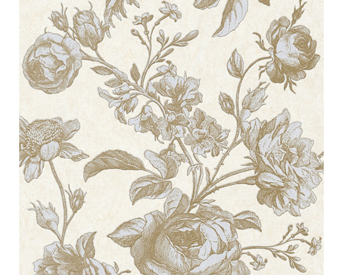 Papier peint intissé 38700-3 Roses vintage beige-or