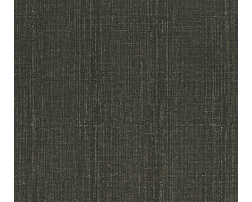 Papier peint intissé 38694-2 uni aspect lin noir-or Vue détaillée d''un papier peint structuré
