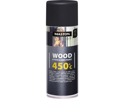 Peinture aérosol Maston Wood cheminée & barbecue 450° C noir métallique 400 ml