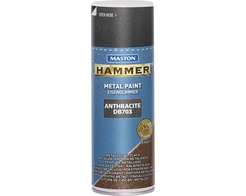 Peinture aérosol Maston Hammer fer micacé 400 ml Maston Hammer peinture métal effet fer gris anthracite DB703