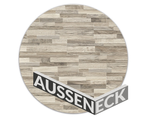 Angle extérieur Oakland Wood Greige 3D, 20x10x15cm Angle extérieur d''un revêtement mural aspect bois