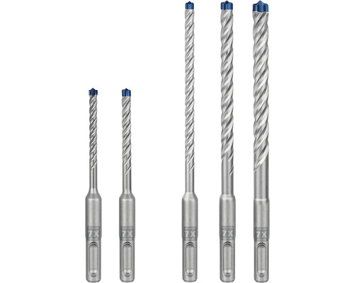 Plusieurs forets à béton de différentes tailles