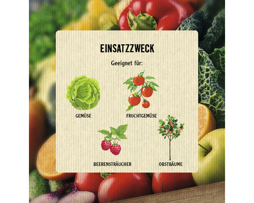 Geeignet für Gemüse, Fruchtgemüse, Beerensträucher und Obstbäume.