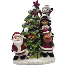 Décoration de Noël avec Père Noël, bonhomme de neige, ours en peluche, renne et sapin de Noël