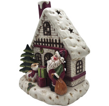 Lampe décorative de maison de Noël avec Père Noël, chien et cadeaux