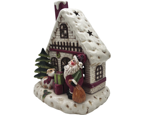 Lampe décorative de maison de Noël avec Père Noël, chien et cadeaux