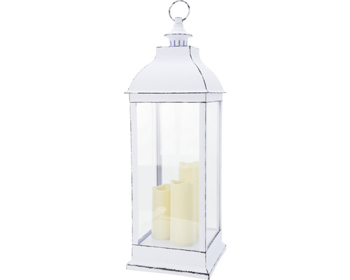 Lanterne avec bougie LED Lafiora h 71 cm blanc