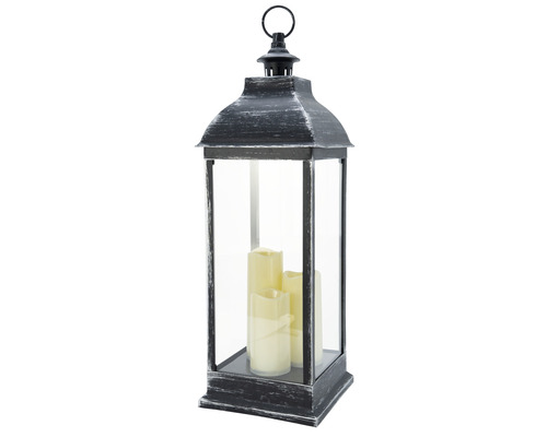 Lanterne avec bougie LED Lafiora h 71 cm noir, argent Lanterne avec bougie LED Lafiora h 71 cm noir, argent