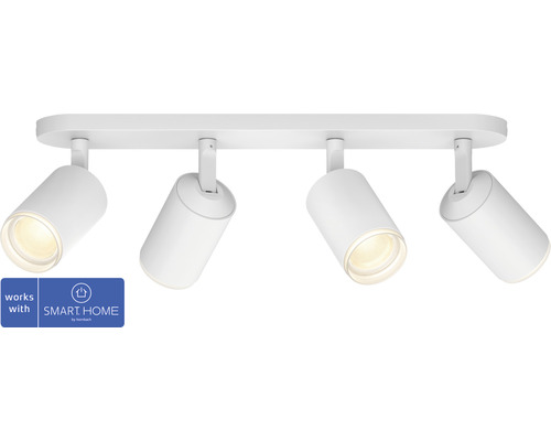 Spot de plafond Philips hue LED 4 spots Fugato White & Color Ambiance à intensité lumineuse variable 3x6,5W 3x350 lm changement de couleur RGB blanc chaud-blanc lumière du jour blanc l 195 mm; compatible avec SMART HOME by hornbach