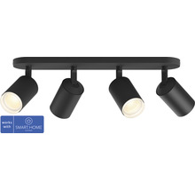 Schwarze Deckenleuchte mit vier Strahlern und Smart Home Kompatibilität