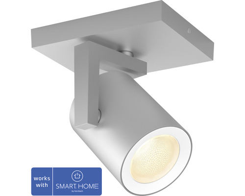 Philips Hue Ambiance LED Deckenleuchte 1er-Spot aluminium Kompatibel mit SMART HOME by hornbach