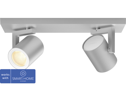 Plafonnier à LED Philips Hue White and Color Ambiance 2 spots aluminium Compatible avec SMART HOME by hornbach