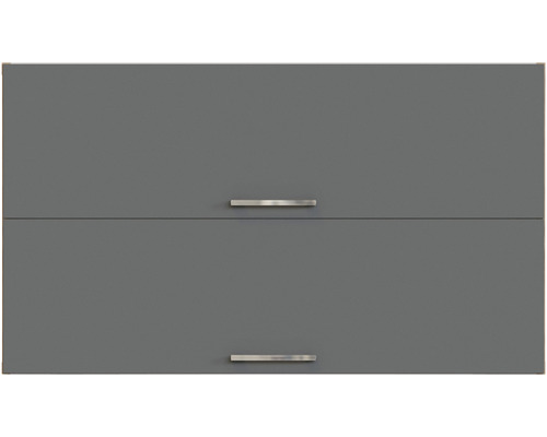 Meuble haut de salle de bains gris avec deux portes et poignées