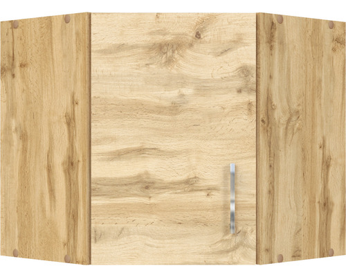 Élément haut d''angle avec décor bois et poignée