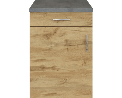 Meuble sous-lavabo avec tiroir et porte décor bois