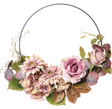 Dekorativer Blumenkranz mit Rosen und Gerbera