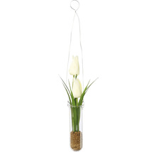 Kunstpflanze Tulpen in Hängevase weiss