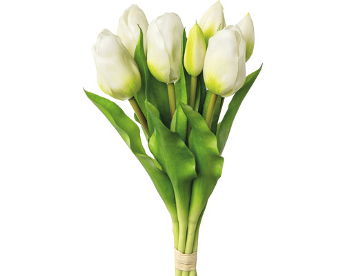 Kunstblumen Tulpenbund H 32 cm weiss