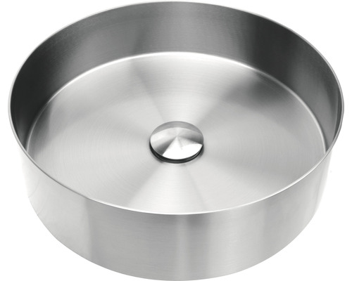 Vasque à poser Differnz RVS 40 x 40 cm argent mat avec revêtement 38.010.75 Vasque à poser en acier inoxydable avec bonde