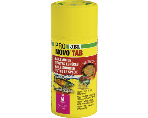 Nourriture en comprimés JBL PRONOVO Taille M 100 ml JBL Novo Tab, comprimés pour poissons de toutes espèces