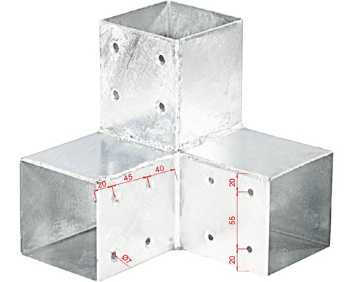Connecteur de poteau en métal avec dimensions