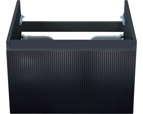 Meuble sous-vasque Sanox Frozen 3D lxhxp 60 x 40 x 45 cm couleur de façade noir mat Meuble sous-lavabo avec façade rainurée