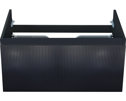 Meuble sous-vasque Sanox Frozen 3D lxhxp 80 x 40 x 45 cm couleur de façade noir mat Meuble sous-lavabo avec façade à rainures verticales