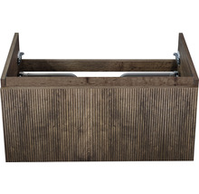 Meuble sous-lavabo avec aspect bois rainuré