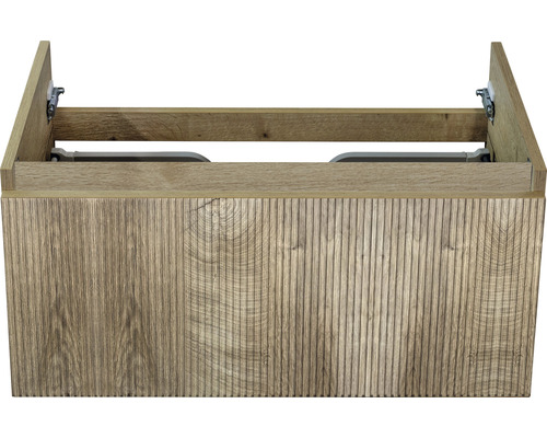Meuble sous-vasque Sanox Frozen couleur de façade grain oak 80 x 40 x 45 cm Meuble sous-vasque en bois avec façade rainurée