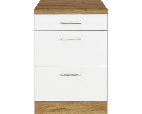 Commode avec trois tiroirs et poignées