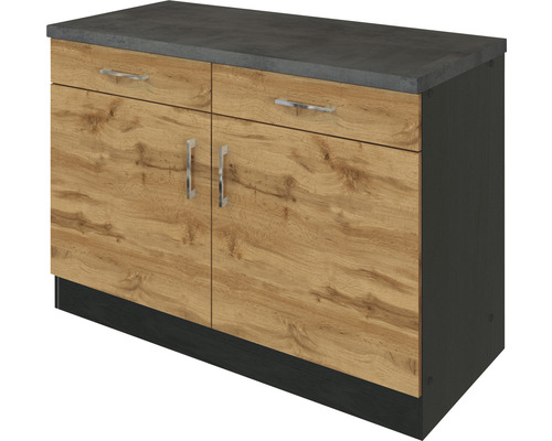 Drehtür Möbel - Front cm HORNBACH Korpus hell eiche 60 100 matt x grau Sorrento BxTxH mit Unterschrank 86 x Held