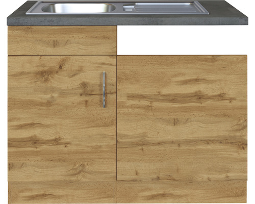 Meuble bas de cuisine avec évier et plan de travail aspect bois