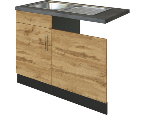 Spülenschrank inkl Spüle Held Möbel Sorrento BxTxH 110 x 60 x 86 cm Front eiche hell matt Korpus grau