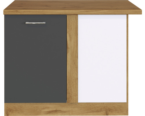 Meuble bas avec une porte grise et une porte blanche