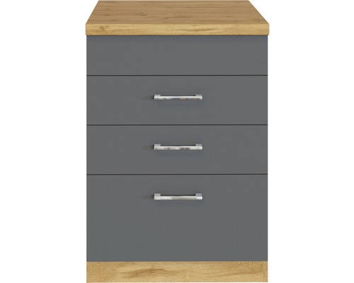 Commode avec trois tiroirs et poignées