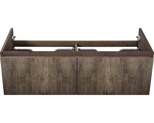 Waschtischunterschrank mit zwei Türen und gerillter Holzoptik