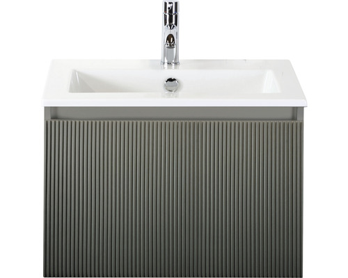 Ensemble de meubles de salle de bains Sanox Frozen 3D lxhxp 61 x 42 x 46 cm couleur de façade pétrole 2 pièces avec lavabo en céramique