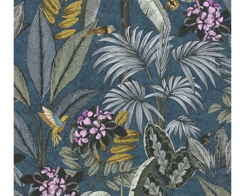 Tapete mit Dschungelmotiv, einschließlich Blätter, Blumen und Vögel